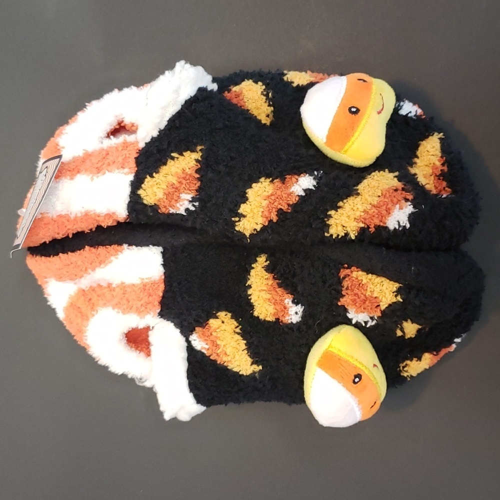 Legale Halloween Spooktacular Faux Fur Non-slip Candy Corn Slipper Socks